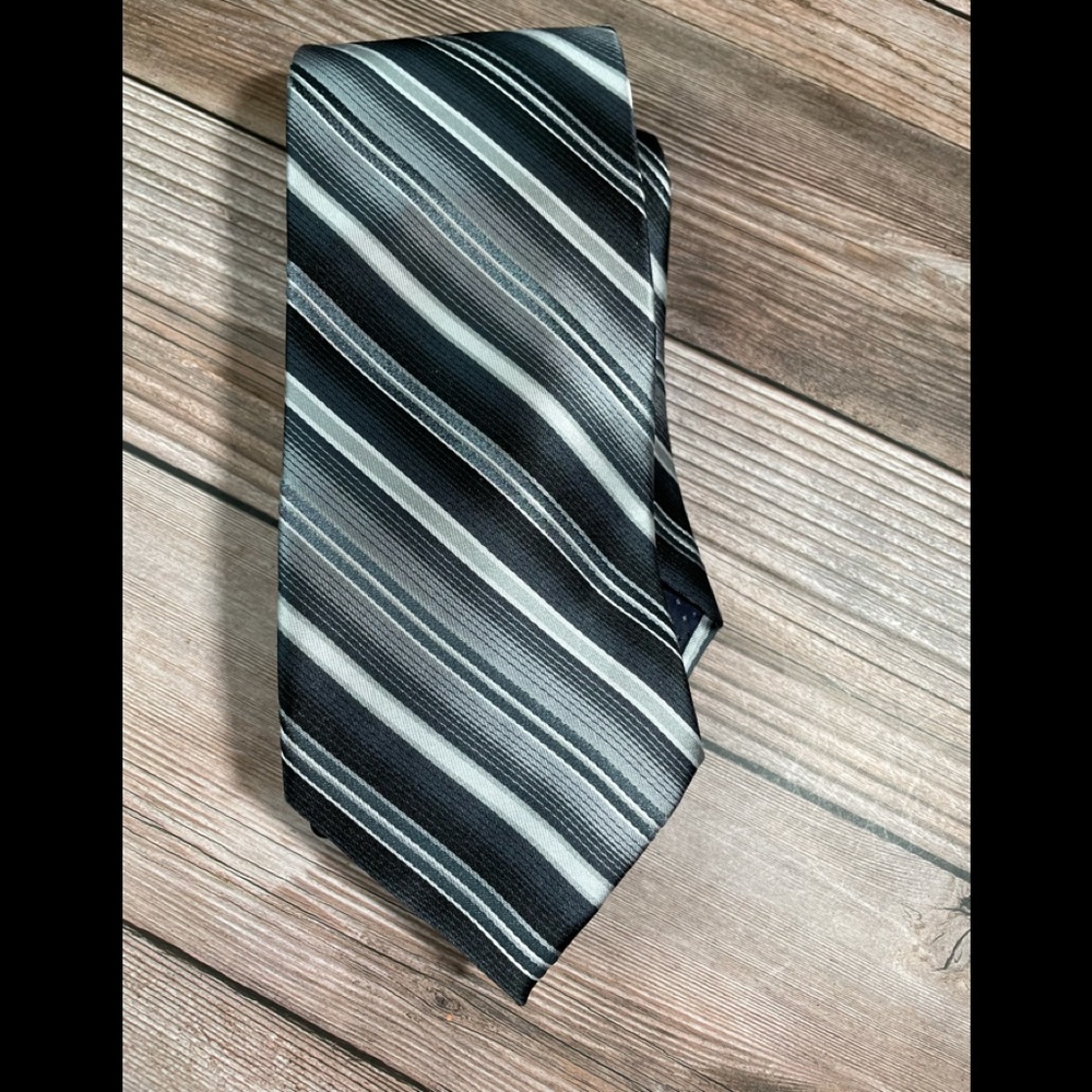 Pierre Cardin Black Gray Striped Tie